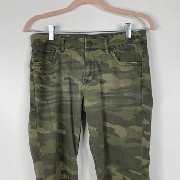 2/$30 ZARA Straight Leg Jeans 4 Camo Cropped Five-Pocket Stretch #5066 - Picture 4 of 13